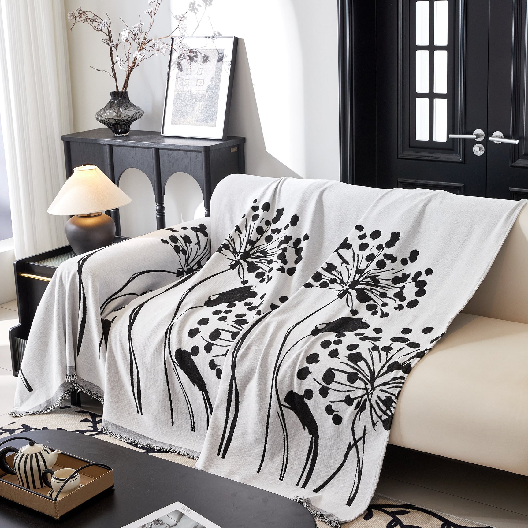 Dandelion Blanket Throw for Sofas Chenille Furniture Couch Cover, Couch Cushion Cover for Kids, Pets - Ornate Home