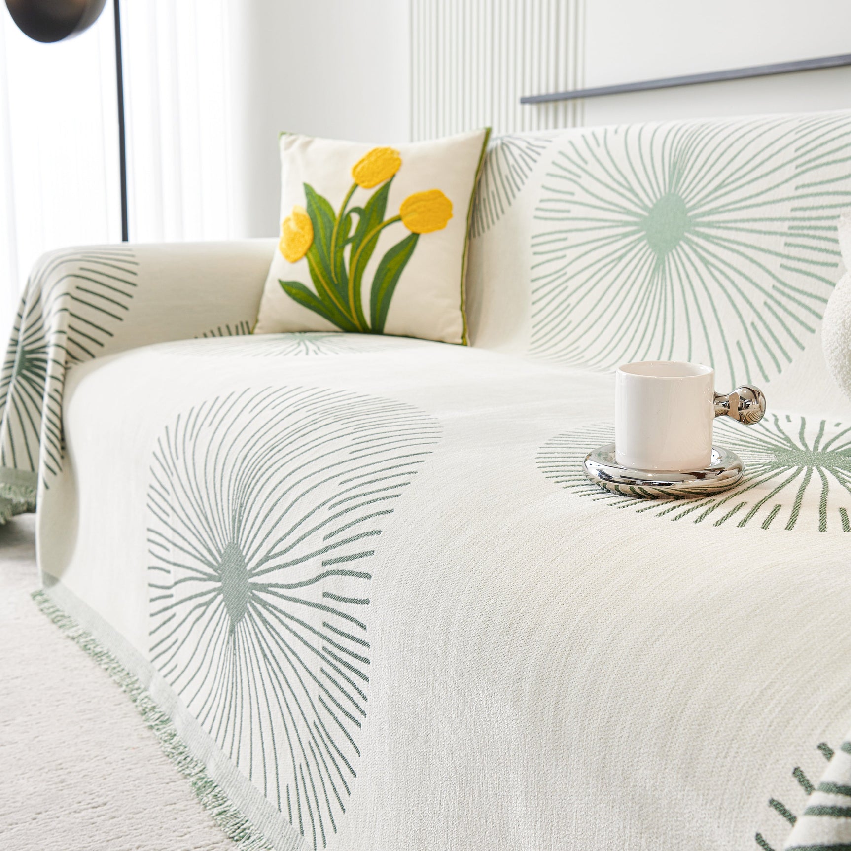 Dandelion Reversible Striped Couch Throw Cover for Living Room Pet Sofa Slipcovers Couch Protector - Ornate Home