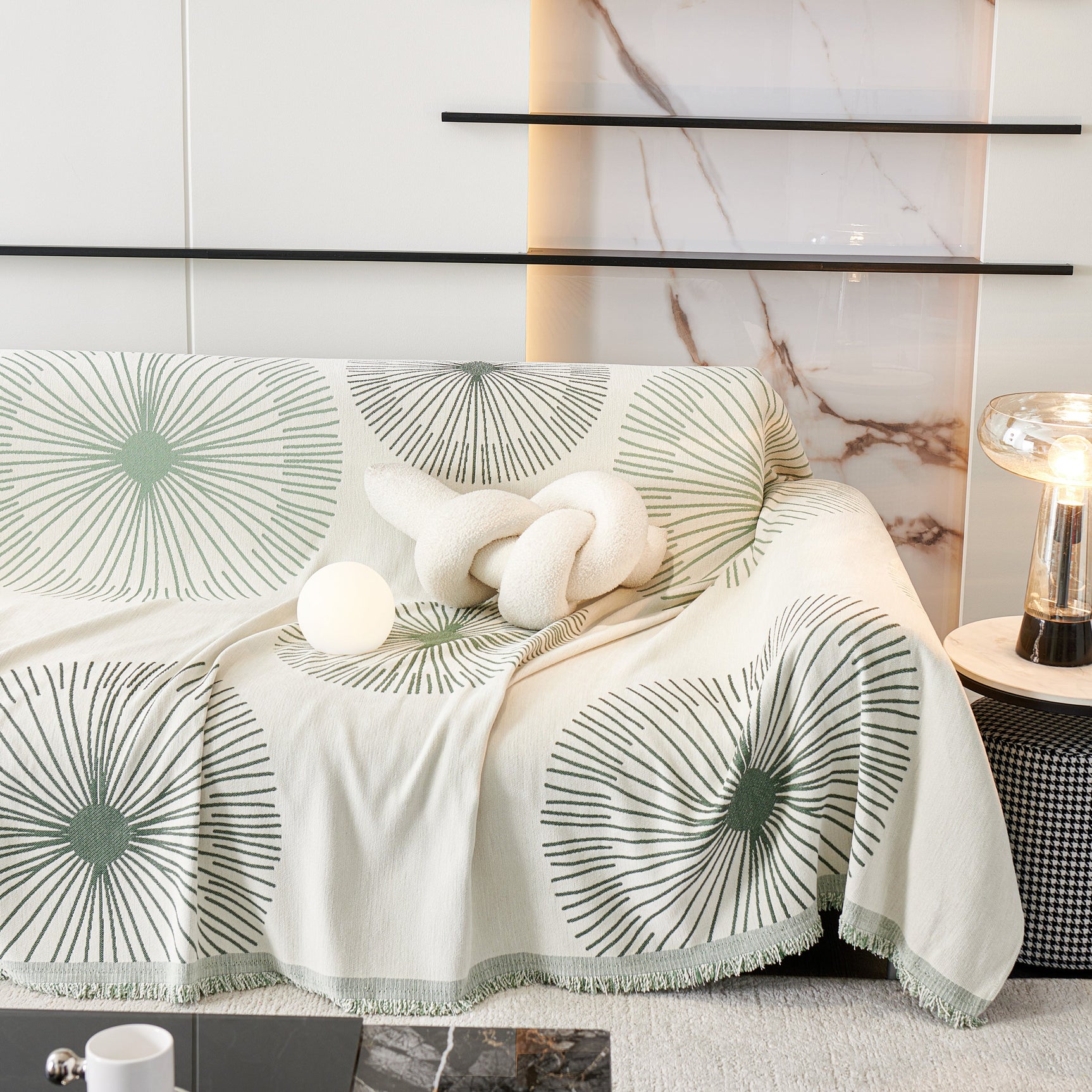Dandelion Reversible Striped Couch Throw Cover for Living Room Pet Sofa Slipcovers Couch Protector - Ornate Home