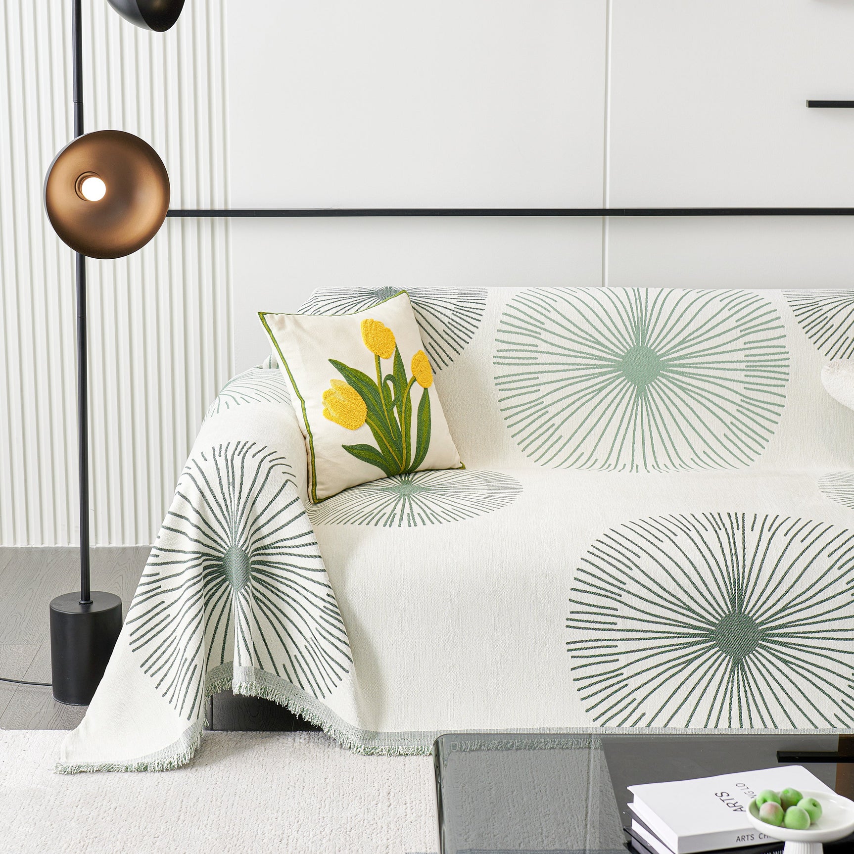 Dandelion Reversible Striped Couch Throw Cover for Living Room Pet Sofa Slipcovers Couch Protector - Ornate Home