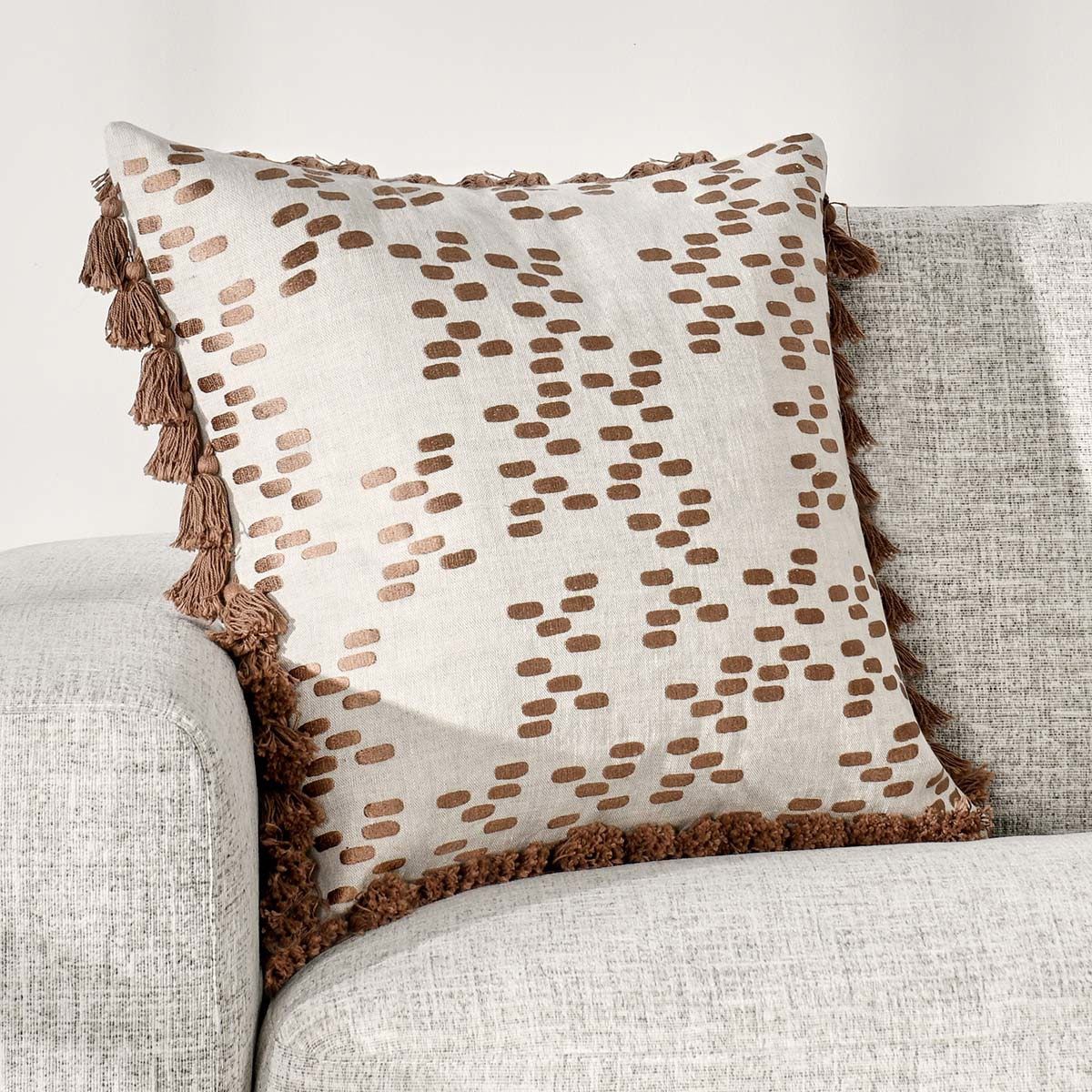 Dane Penny Brown 22"x22" Throw Pillow (Set of 2)