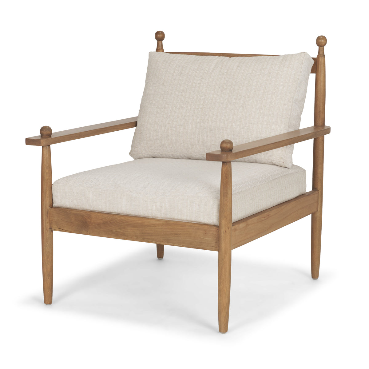 Danni Beige Fabric Beech Wood Framed Accent Lounge Chair