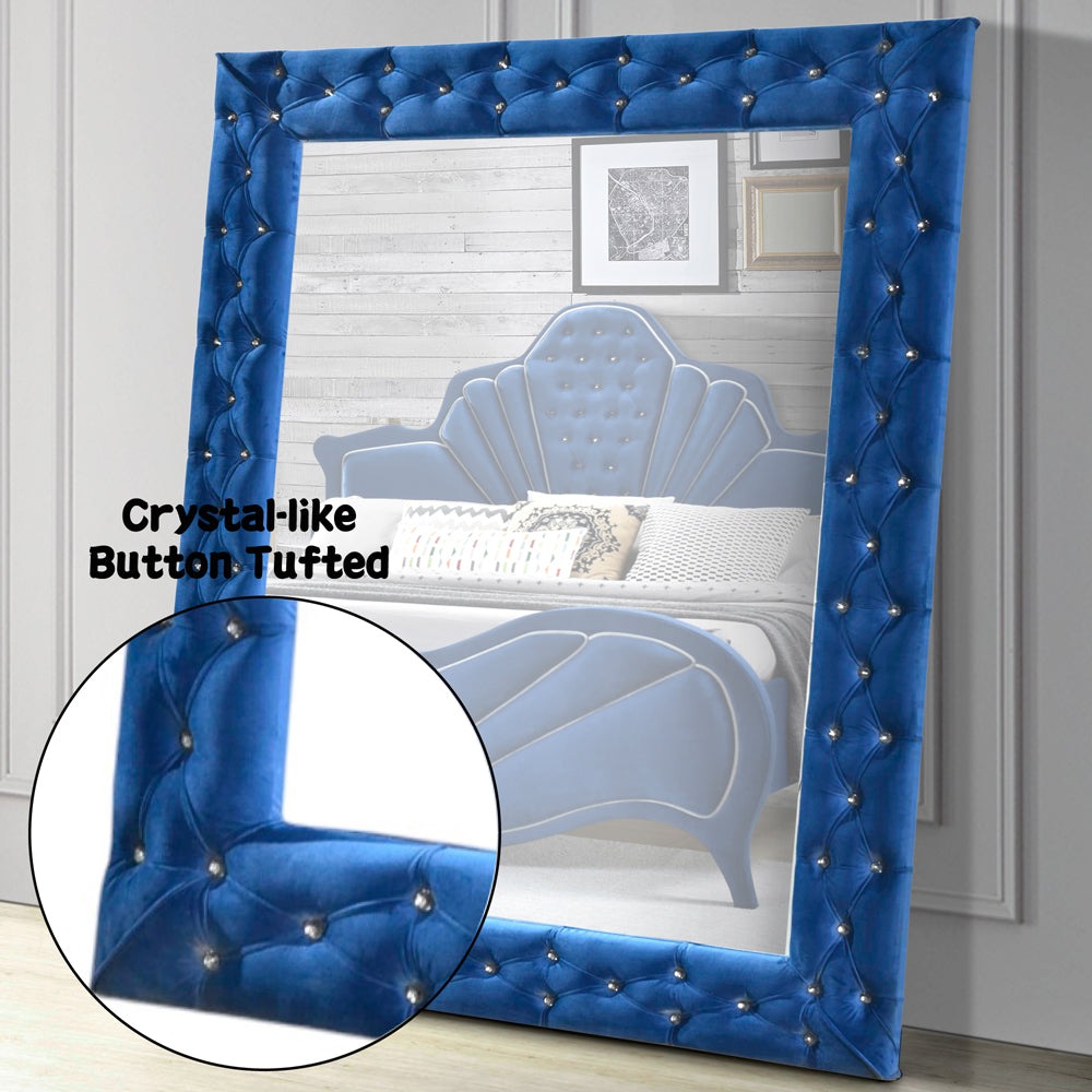 Dante Blue Velvet Floor Mirror - Ornate Home