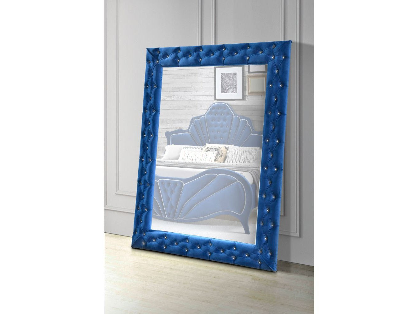 Dante Blue Velvet Floor Mirror - Ornate Home
