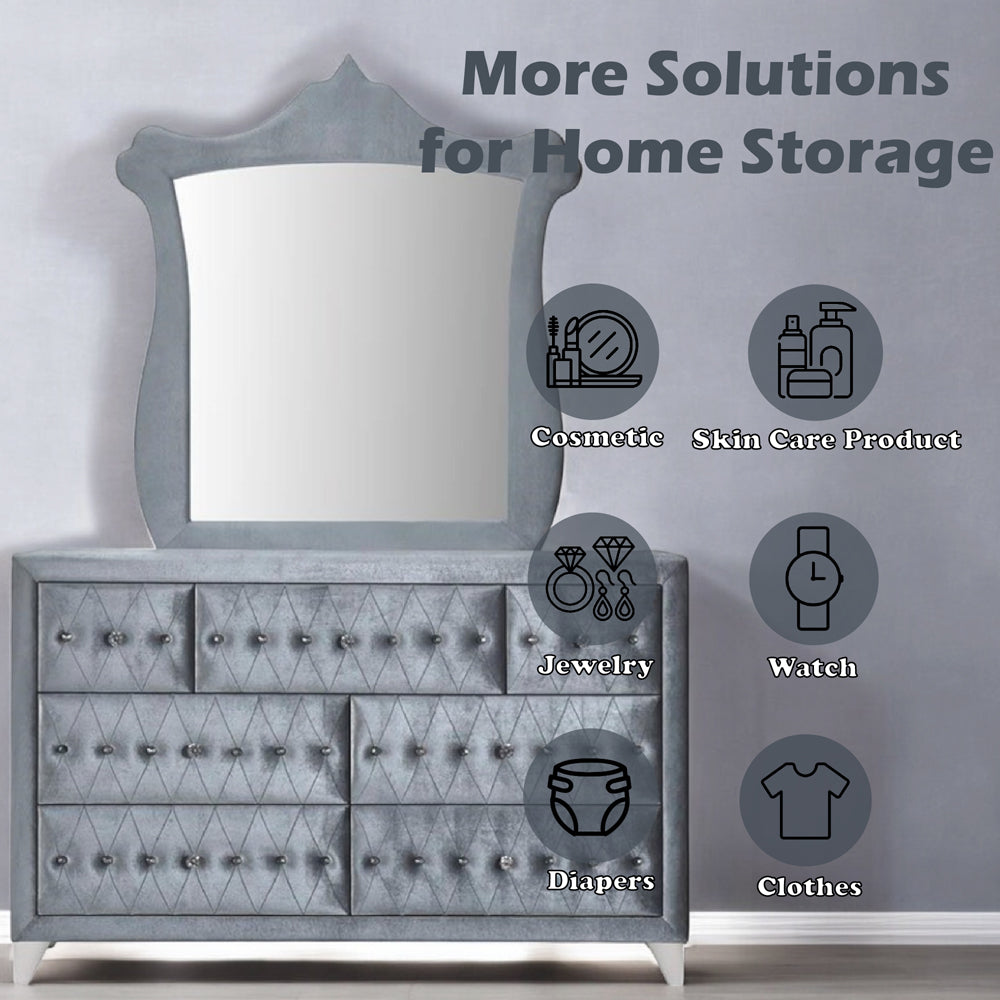 Dante Gray Velvet Dresser - Ornate Home