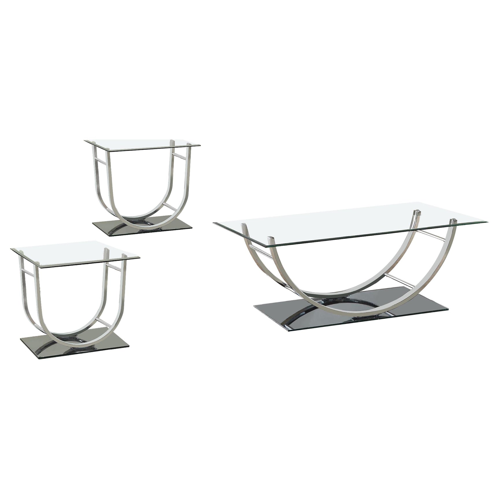 Danville Chrome 3-piece Glass Top Coffee and End Table Set - Ornate Home