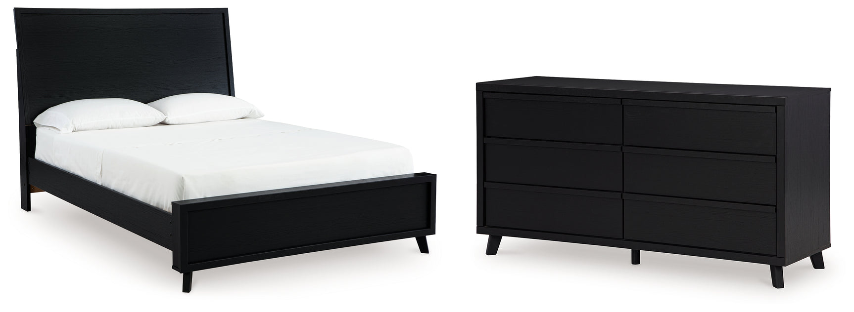 Danziar Black Queen Panel Bed and Dresser - Ornate Home