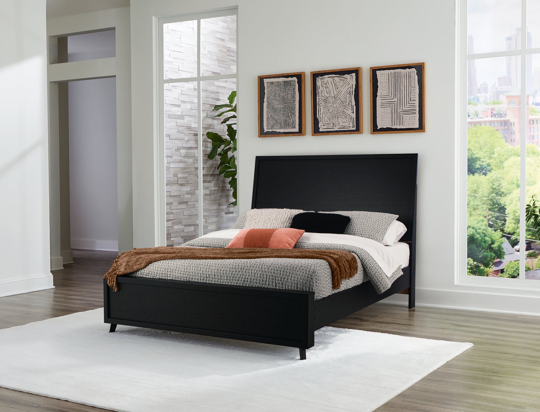Danziar Black Queen Panel Bed and Dresser - Ornate Home