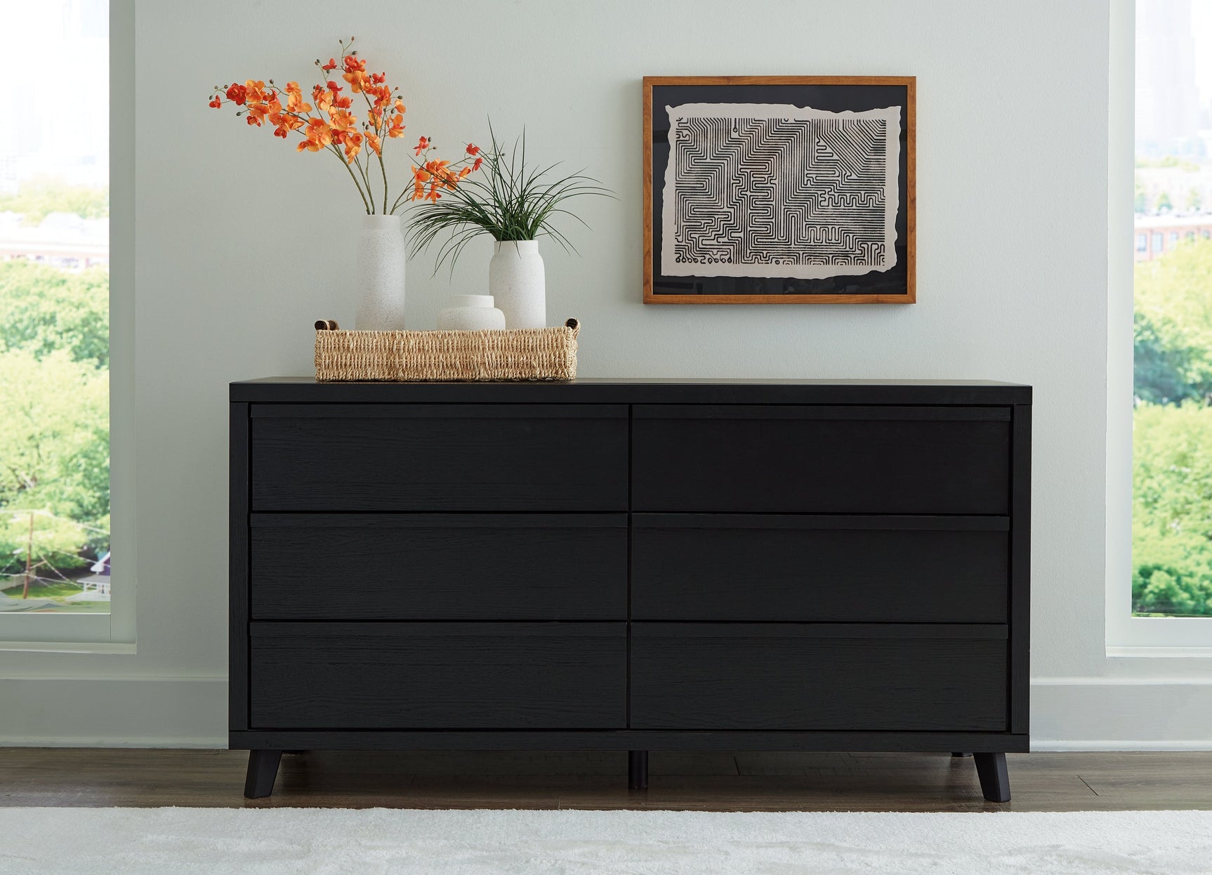 Danziar Black Queen Panel Bedroom Set with 2 Dressers and Nightstand (Online Special Price) - Ornate Home