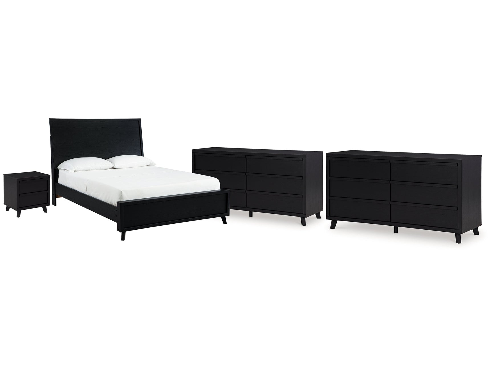 Danziar Black Queen Panel Bedroom Set with 2 Dressers and Nightstand - Ornate Home