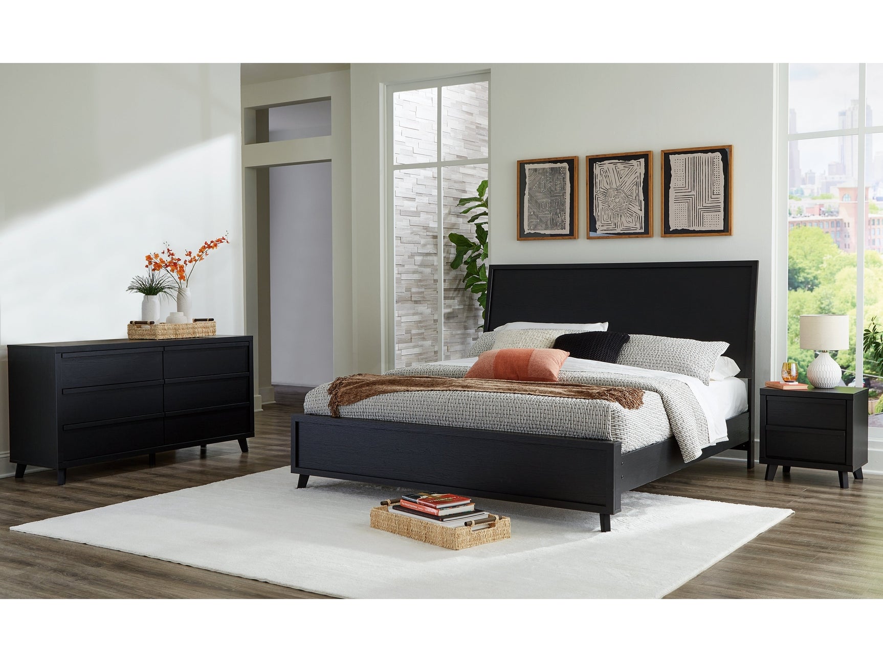 Danziar Black Queen Panel Bedroom Set with Dresser and Nightstand (Online Special Price) - Ornate Home