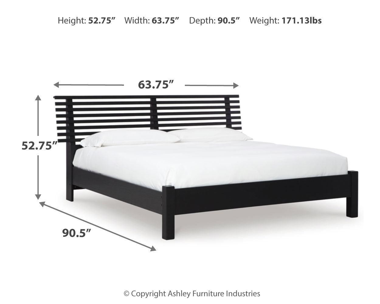Danziar Black Queen Slat Panel Platform Bed, Dresser and Mirror (Online Special Price) - Ornate Home