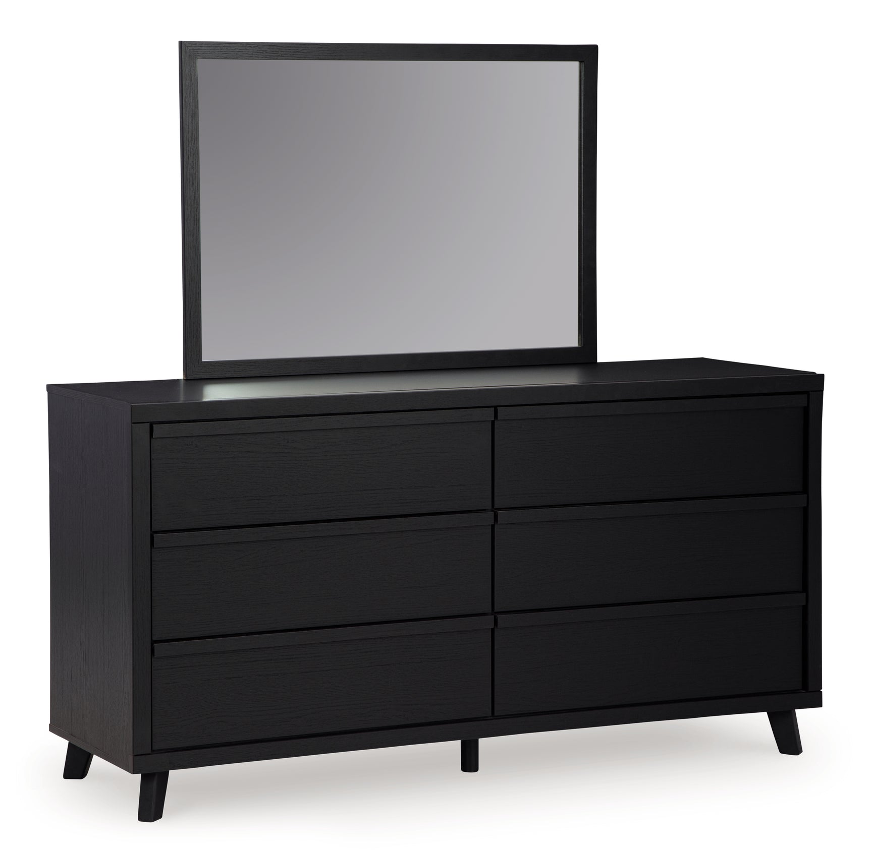 Danziar Black Queen Slat Panel Platform Bed, Dresser and Mirror (Online Special Price) - Ornate Home