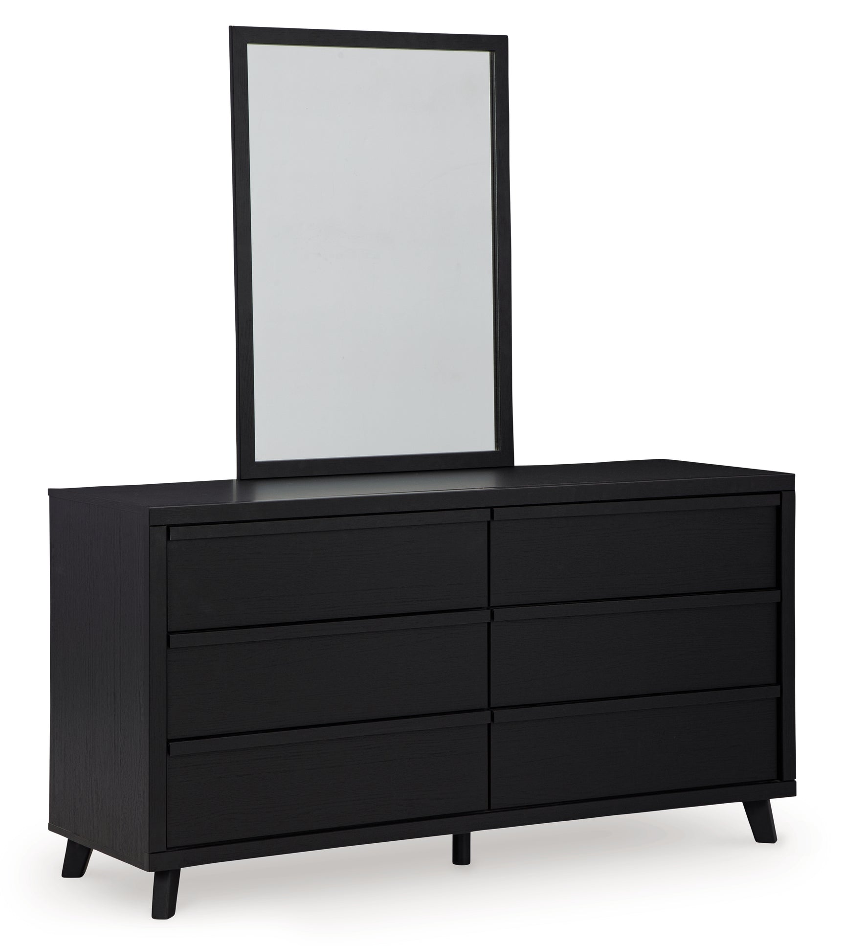 Danziar Black Queen Slat Panel Platform Bed, Dresser and Mirror (Online Special Price) - Ornate Home