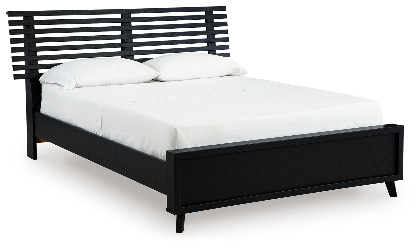 Danziar Black Queen Slat Panel Platform Bed, Dresser and Mirror - Ornate Home