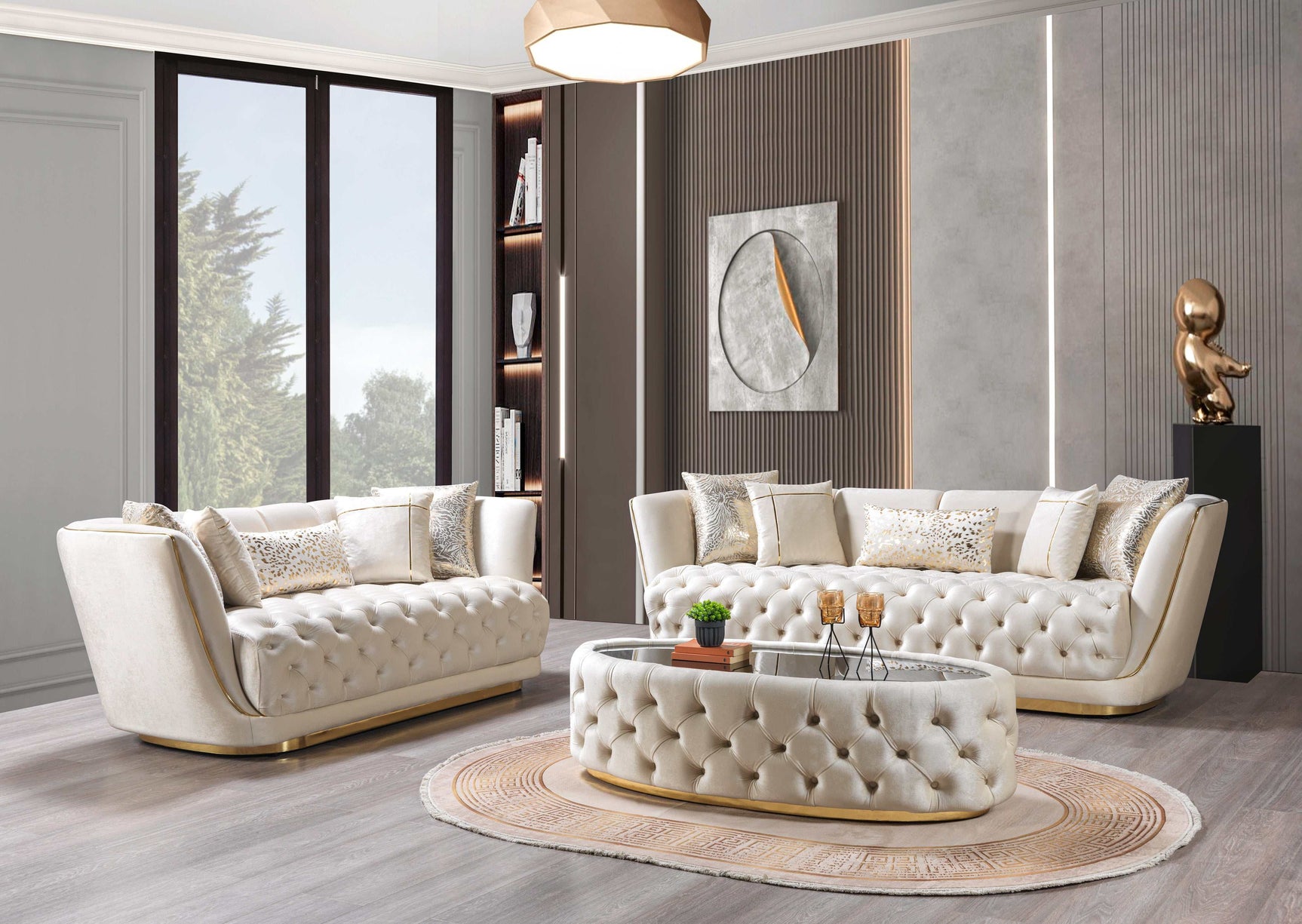 Daphne Ivory Velvet Coffee Table - Ornate Home