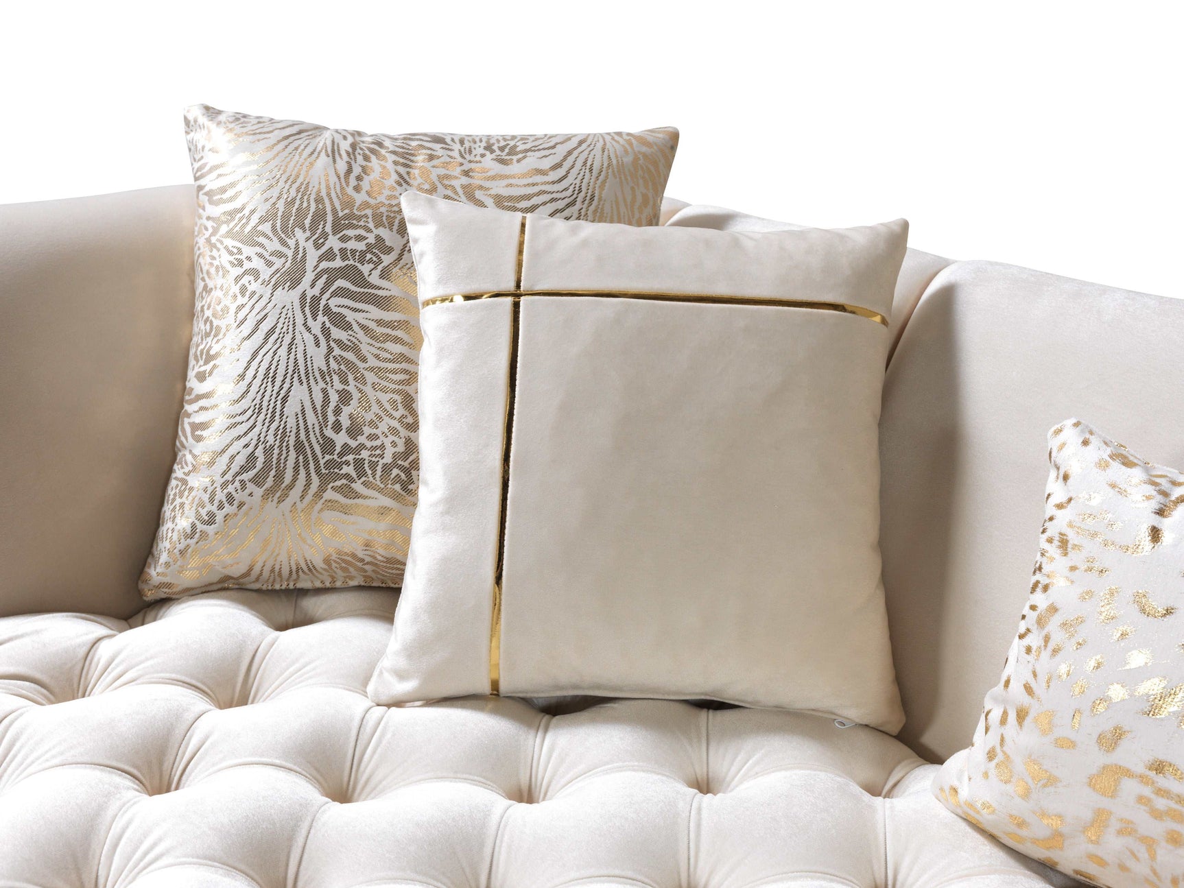 Daphne Ivory Velvet Living Room Set / 2pc - Ornate Home