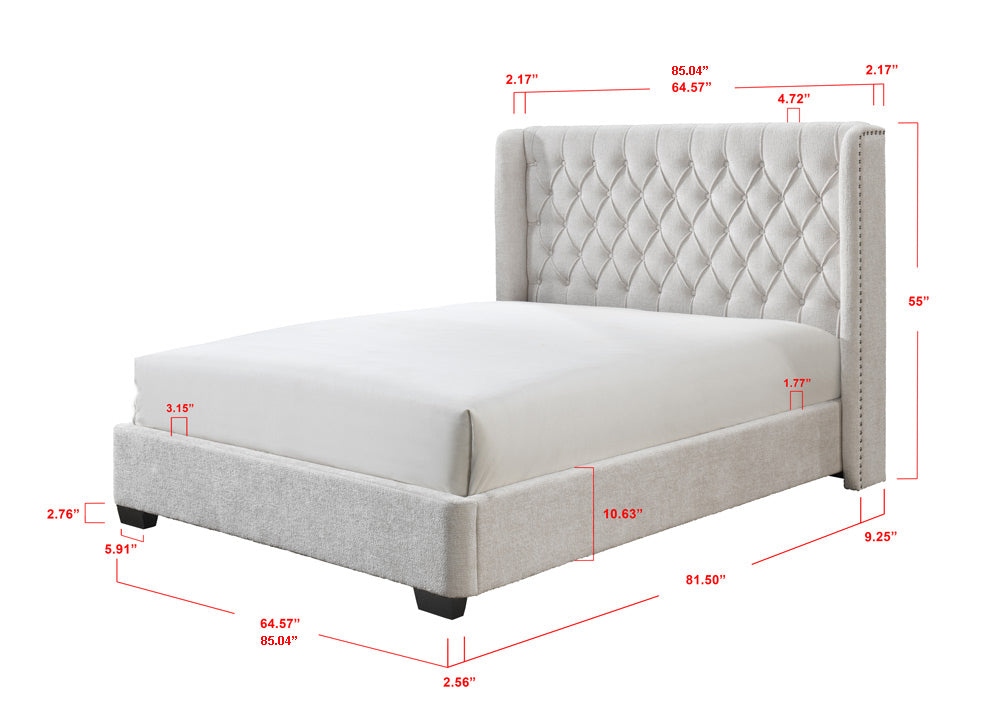 Daphne Oat Tweed King Upholstered Bed - Ornate Home