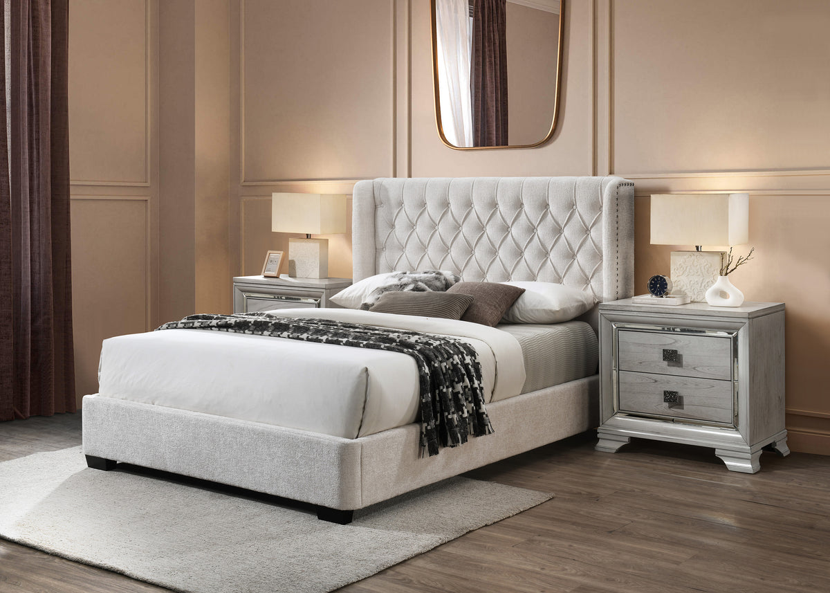 Daphne Oat Tweed King Upholstered Bed - Ornate Home