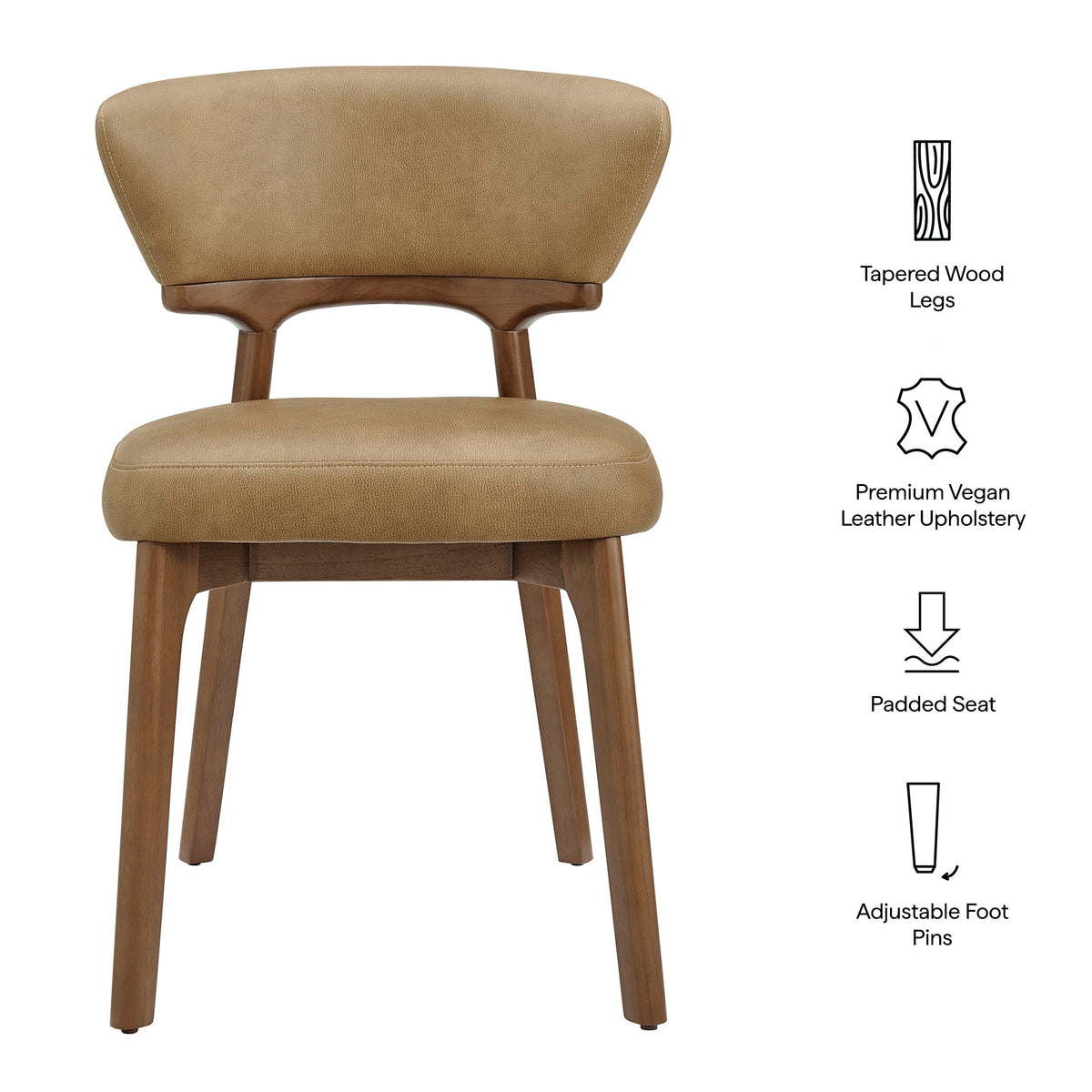 Daphne Toast Vegan Leather Dining Chairs (Set of 2) - Ornate Home
