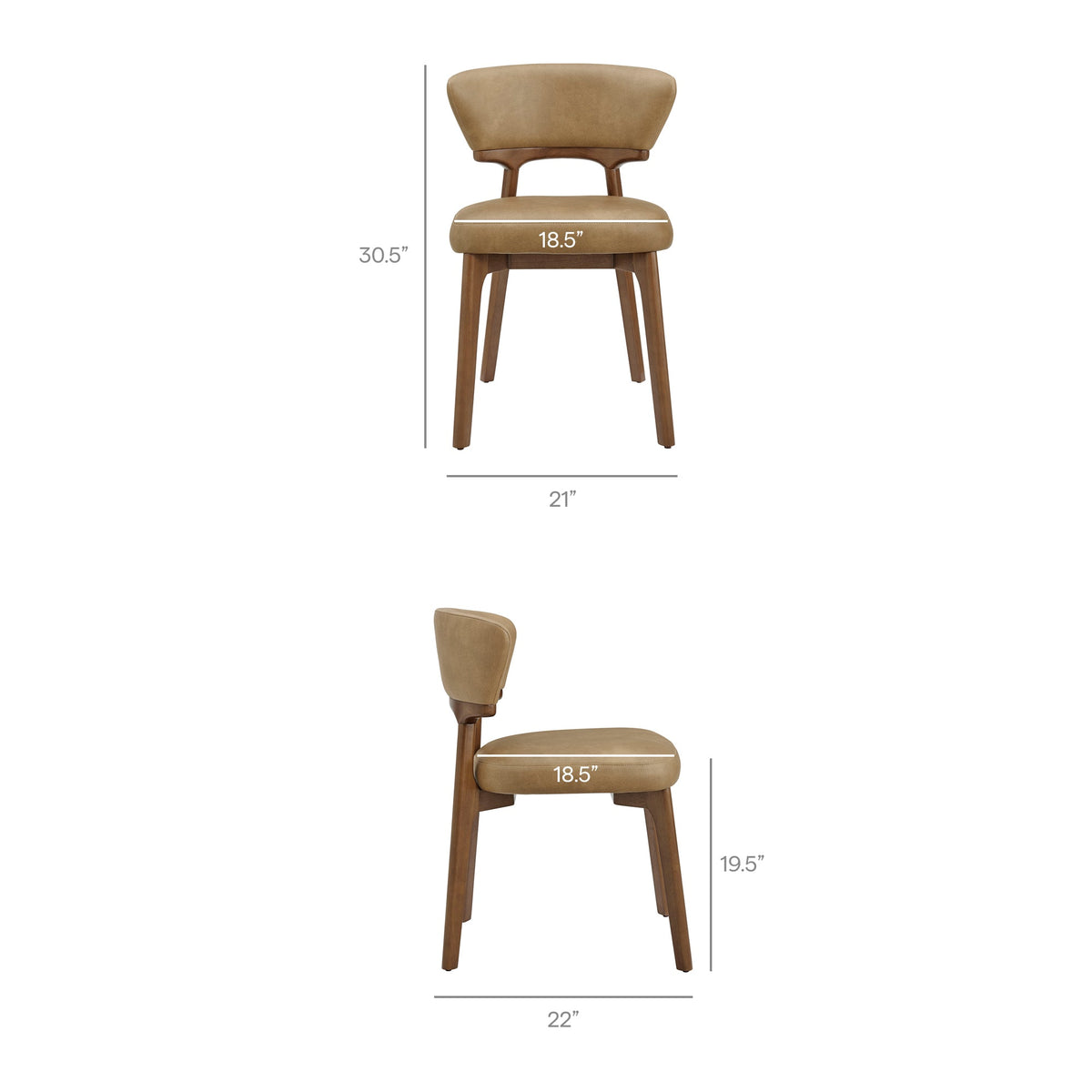 Daphne Toast Vegan Leather Dining Chairs (Set of 2) - Ornate Home