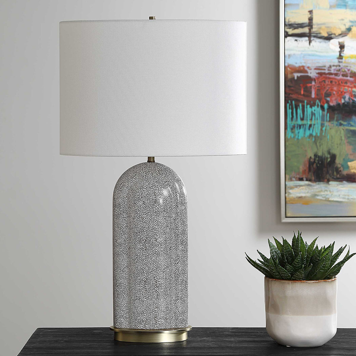 Dapple Brown/White Table Lamp - Ornate Home