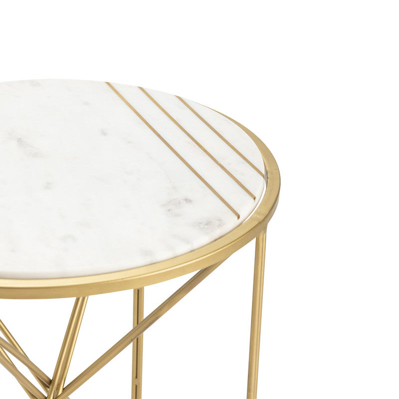 Darby Gold/White Accent Table - Ornate Home