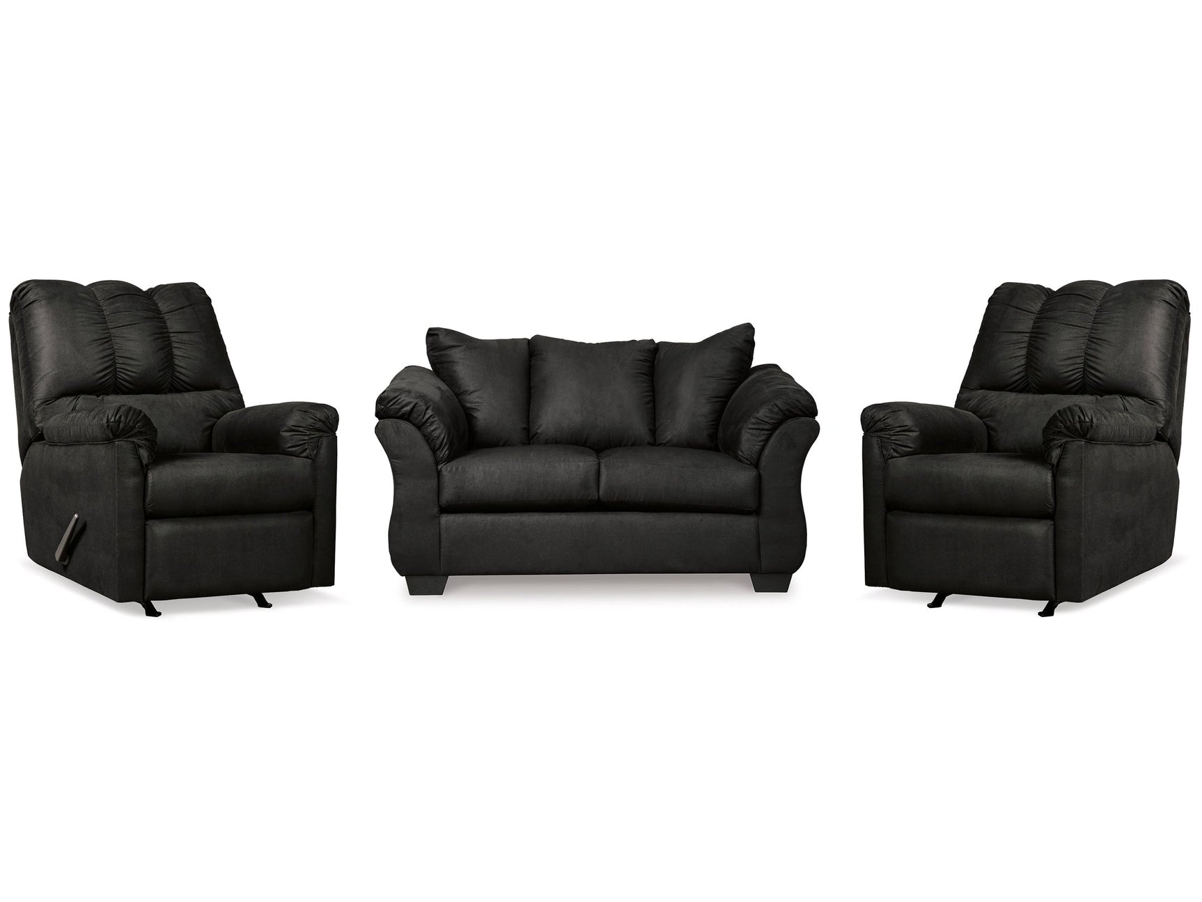 Darcy Black Loveseat & 2 Recliners (Online Special Price) - Ornate Home