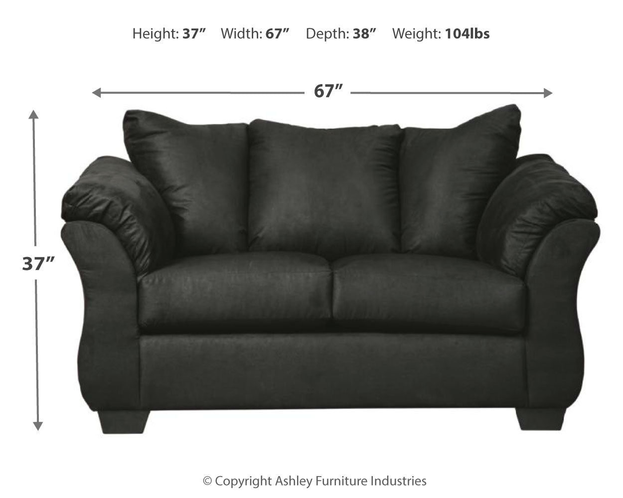 Darcy Black Loveseat and Ottoman (Online Special Price) - Ornate Home
