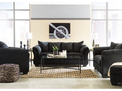 Darcy Black Sofa, Loveseat, Chair and Ottoman - Ornate Home