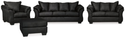 Darcy Black Sofa, Loveseat, Chair and Ottoman - Ornate Home