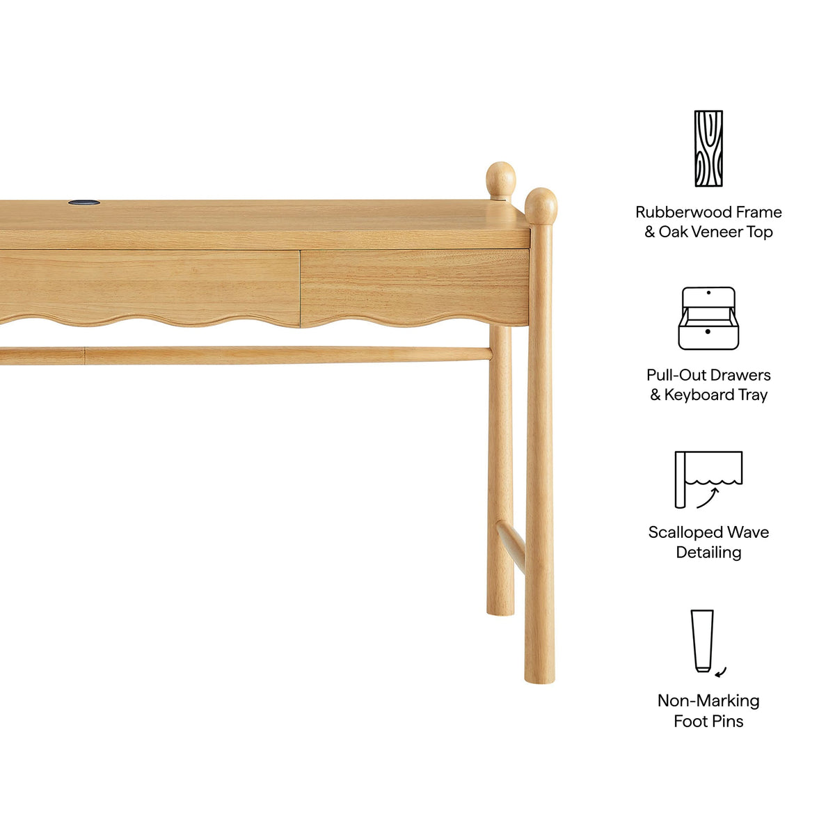 Darcy Oak 62 Inch Wood Computer Desk - Ornate Home