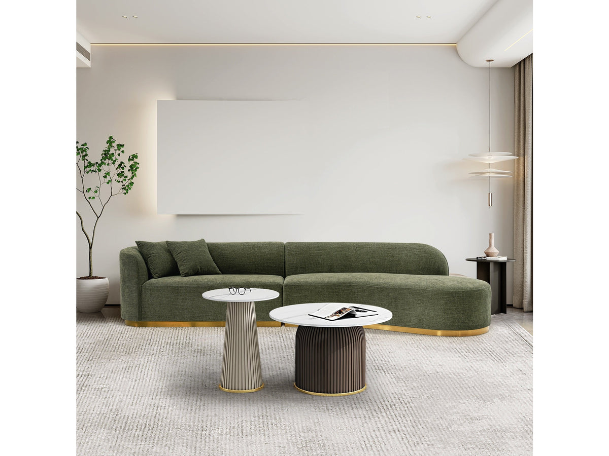 Daria Olive Green Chenille Sofa - Ornate Home