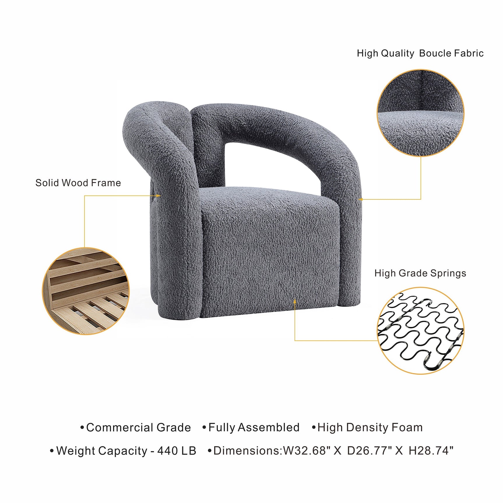 Darian Accent Chair in Grey (set of 2) - Ornate Home