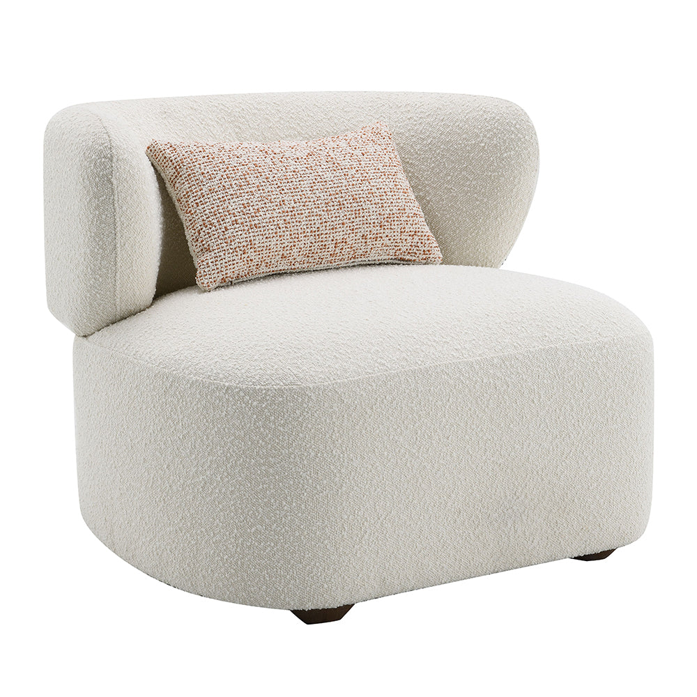 Darius Beige Boucle Accent Chair w/Pillow - Ornate Home