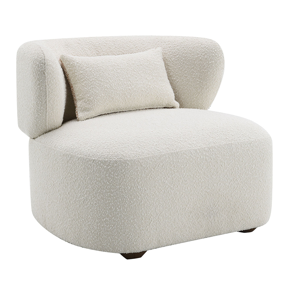Darius Beige Boucle Accent Chair w/Pillow - Ornate Home