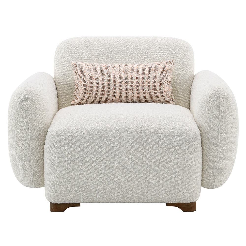 Darius Beige Boucle Chair w/Pillow - Ornate Home