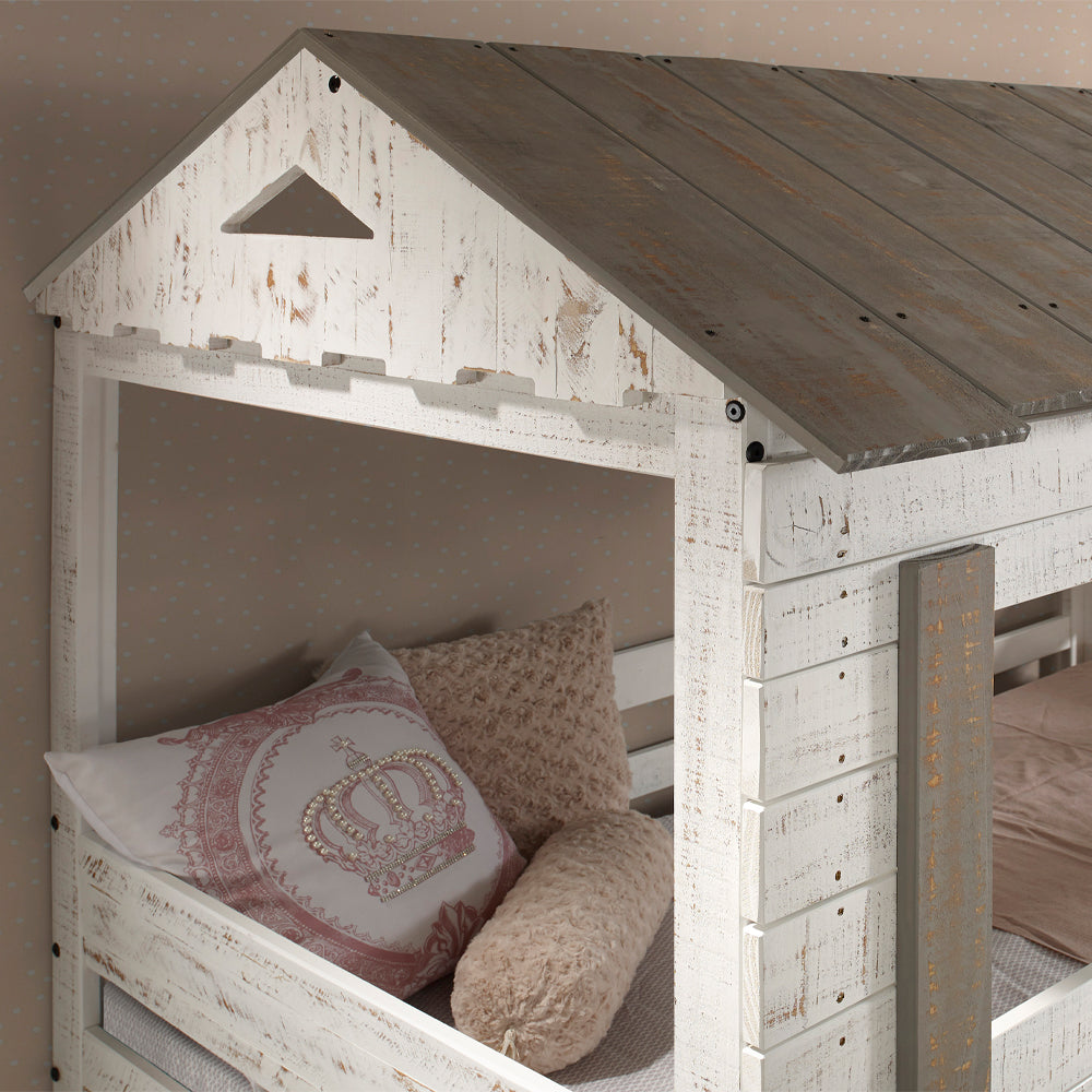 Darlene Rustic White Twin/Twin Bunk Bed - Ornate Home
