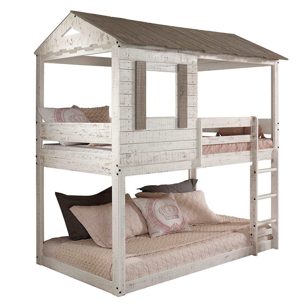 Darlene Rustic White Twin/Twin Bunk Bed - Ornate Home
