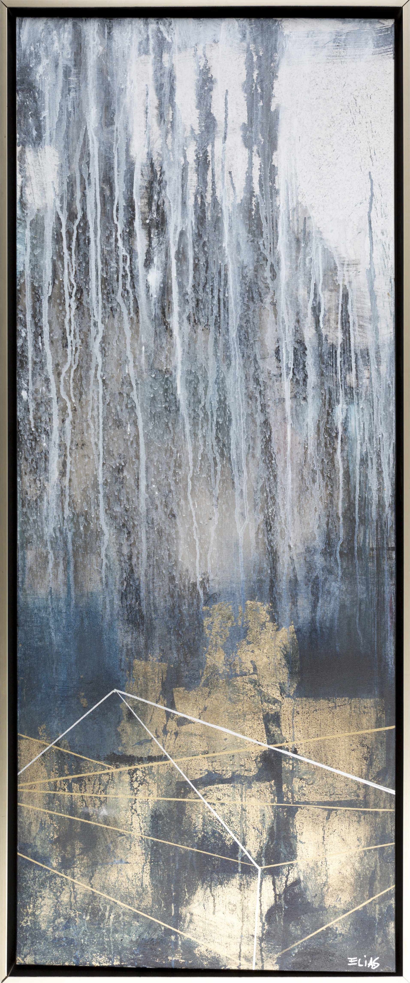 Darmstadt Abstract Gold and Blue Canvas Wall Art - Ornate Home