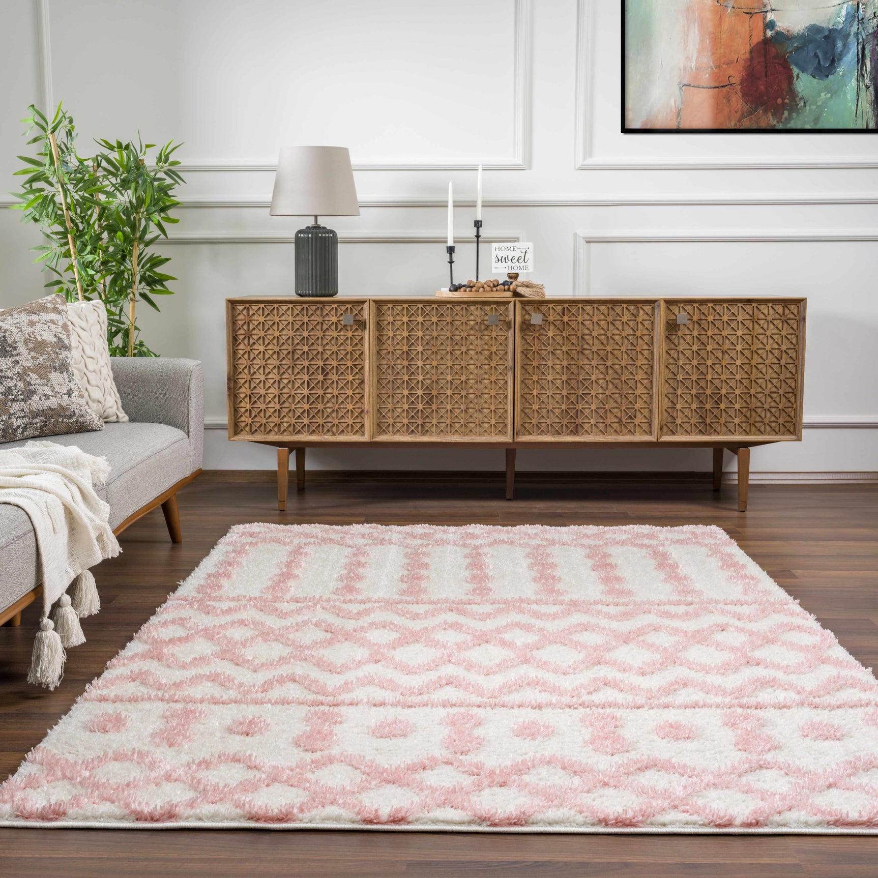 Darva Pink Plush Area Carpet - Ornate Home