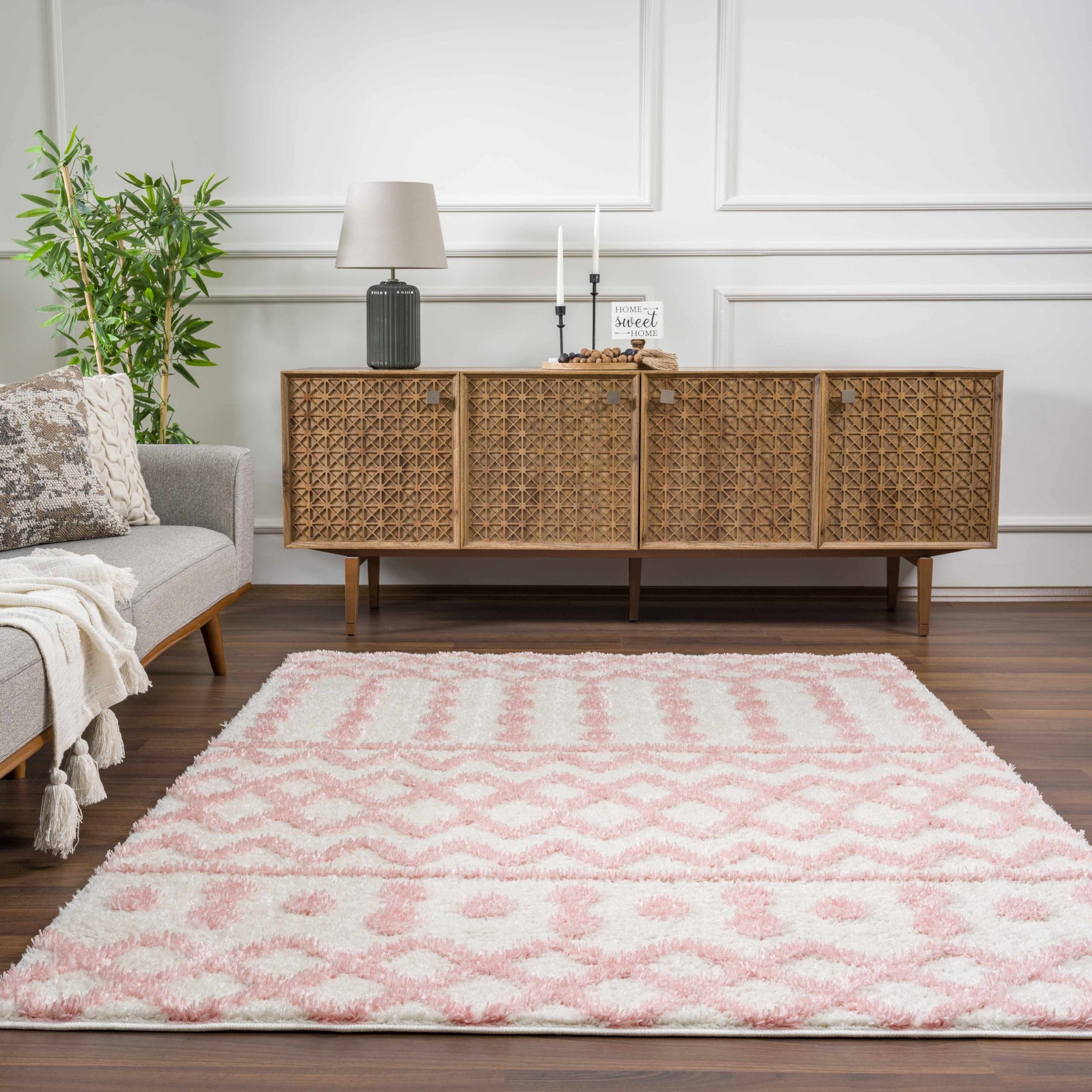 Darva Pink Plush Area Carpet - Ornate Home