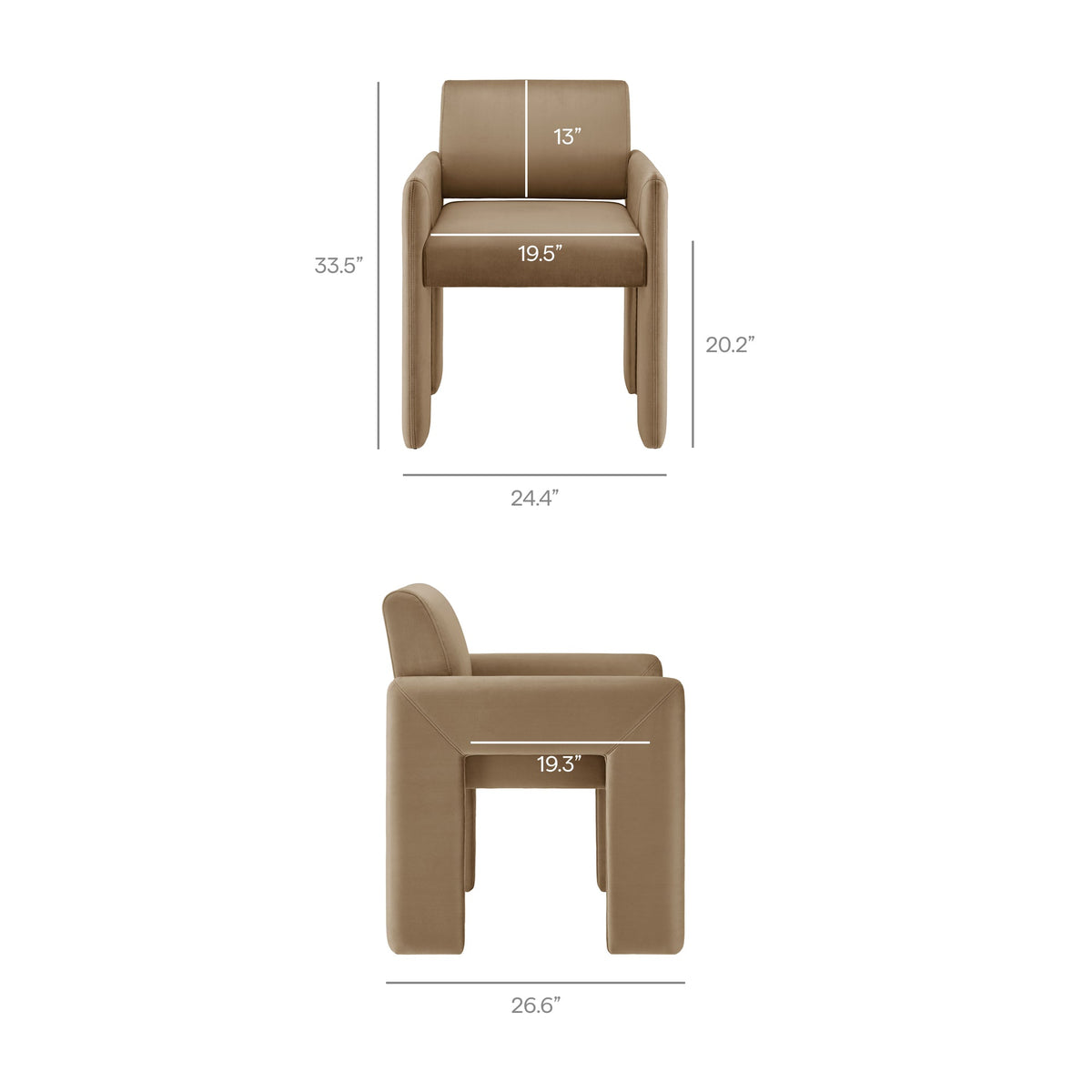 Daven Taupe Stain-Resistant Performance Velvet Dining Armchair - Ornate Home