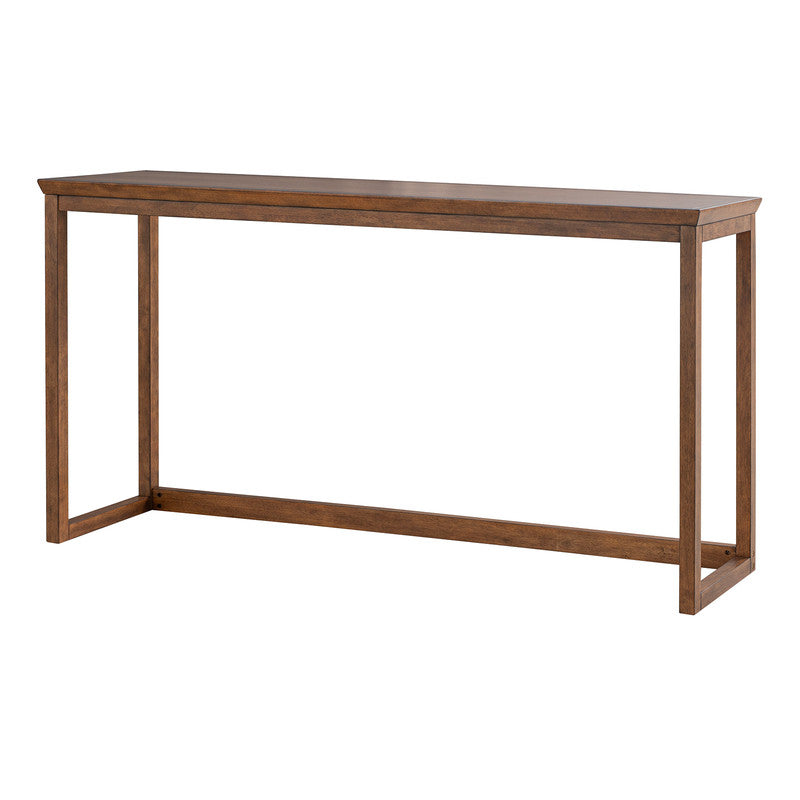 Daventry Walnut/Beige Sofa Table w/ 3 Backless Counter Ht Stools - Ornate Home
