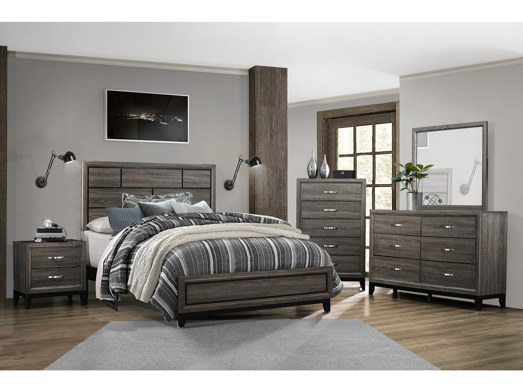 Davi Gray 4-piece Queen Bedroom Set - Ornate Home