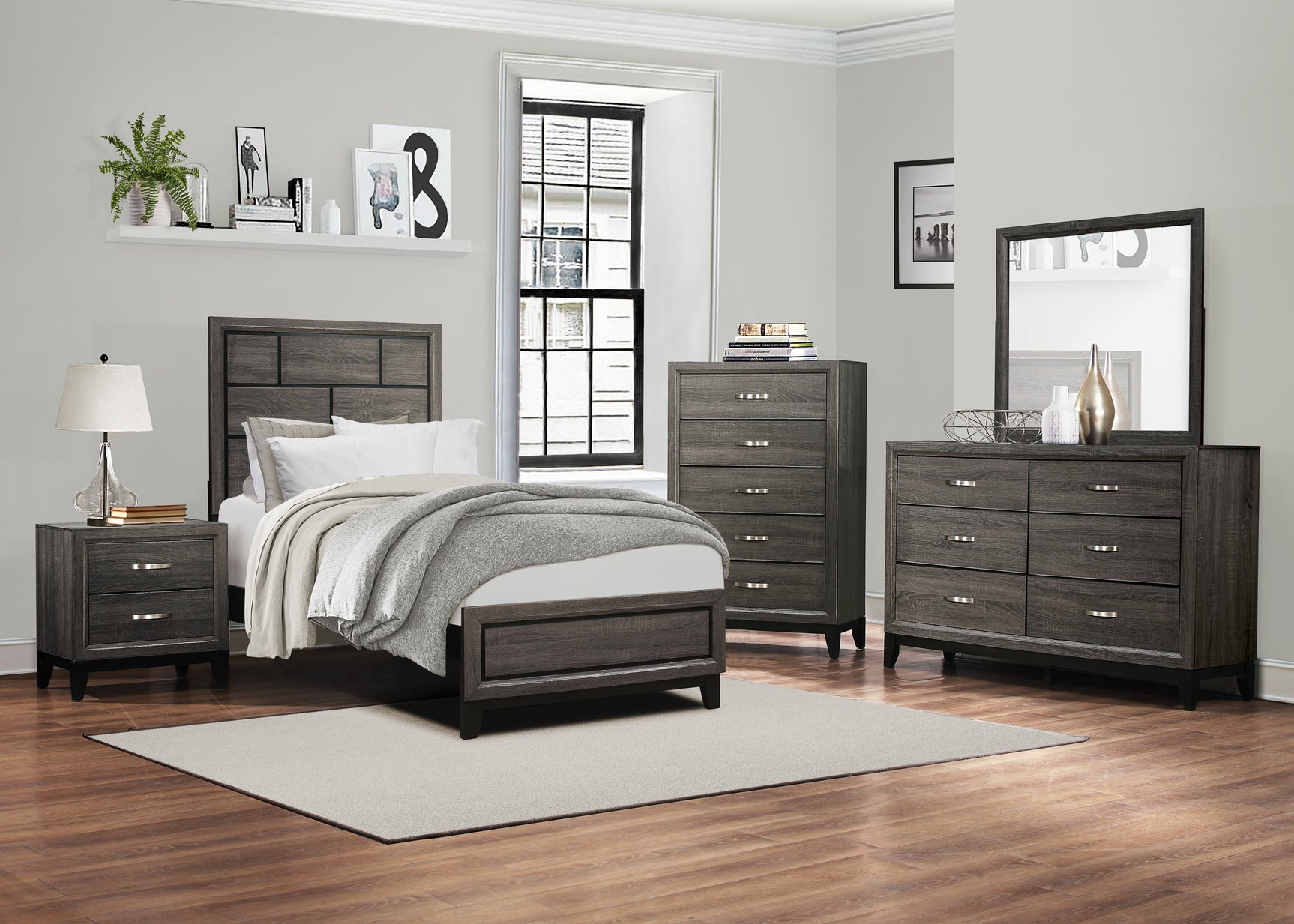 Davi Gray Twin Bed - Ornate Home