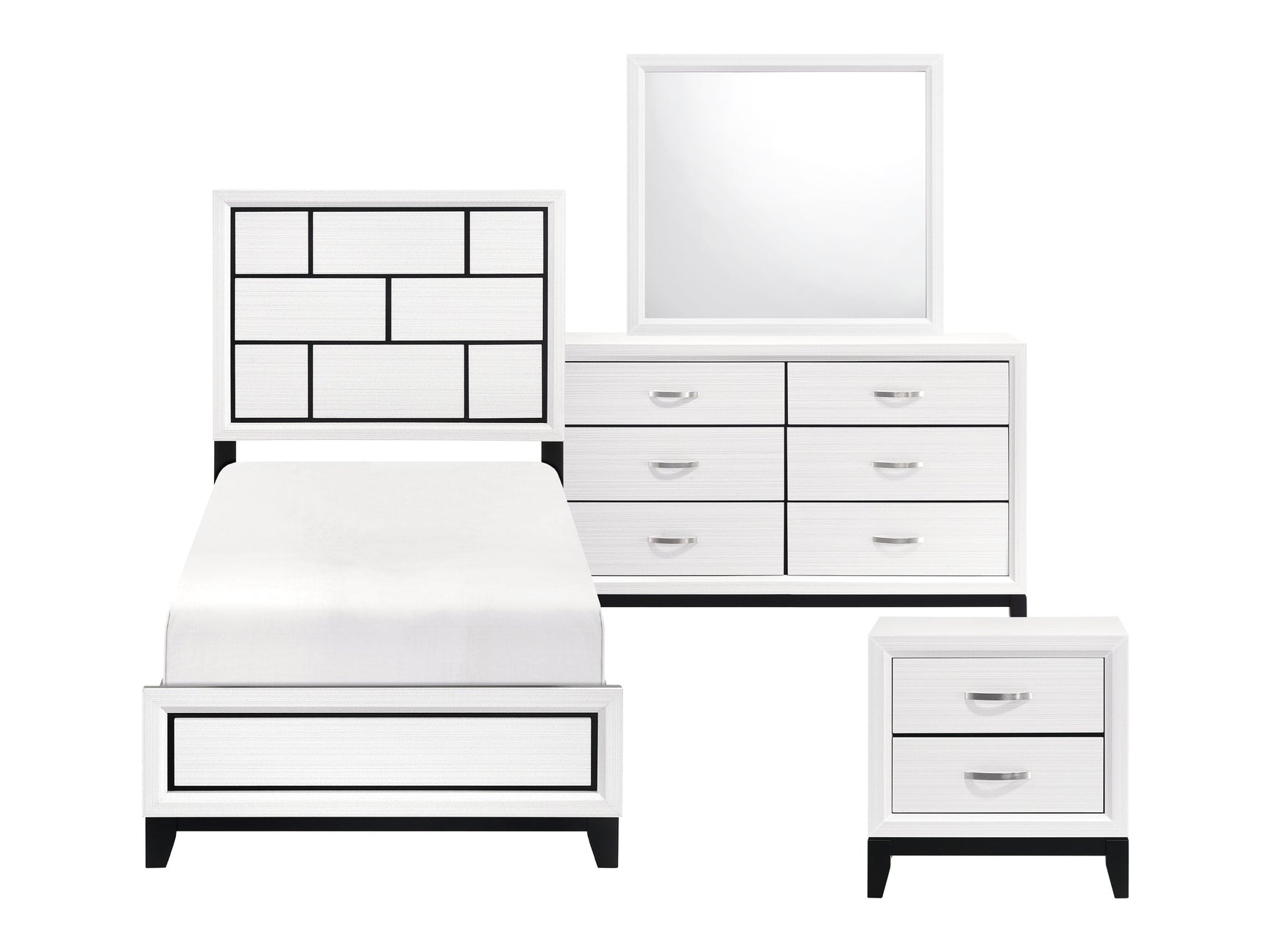 Davi White 4-Piece Twin Bedroom Set - Ornate Home