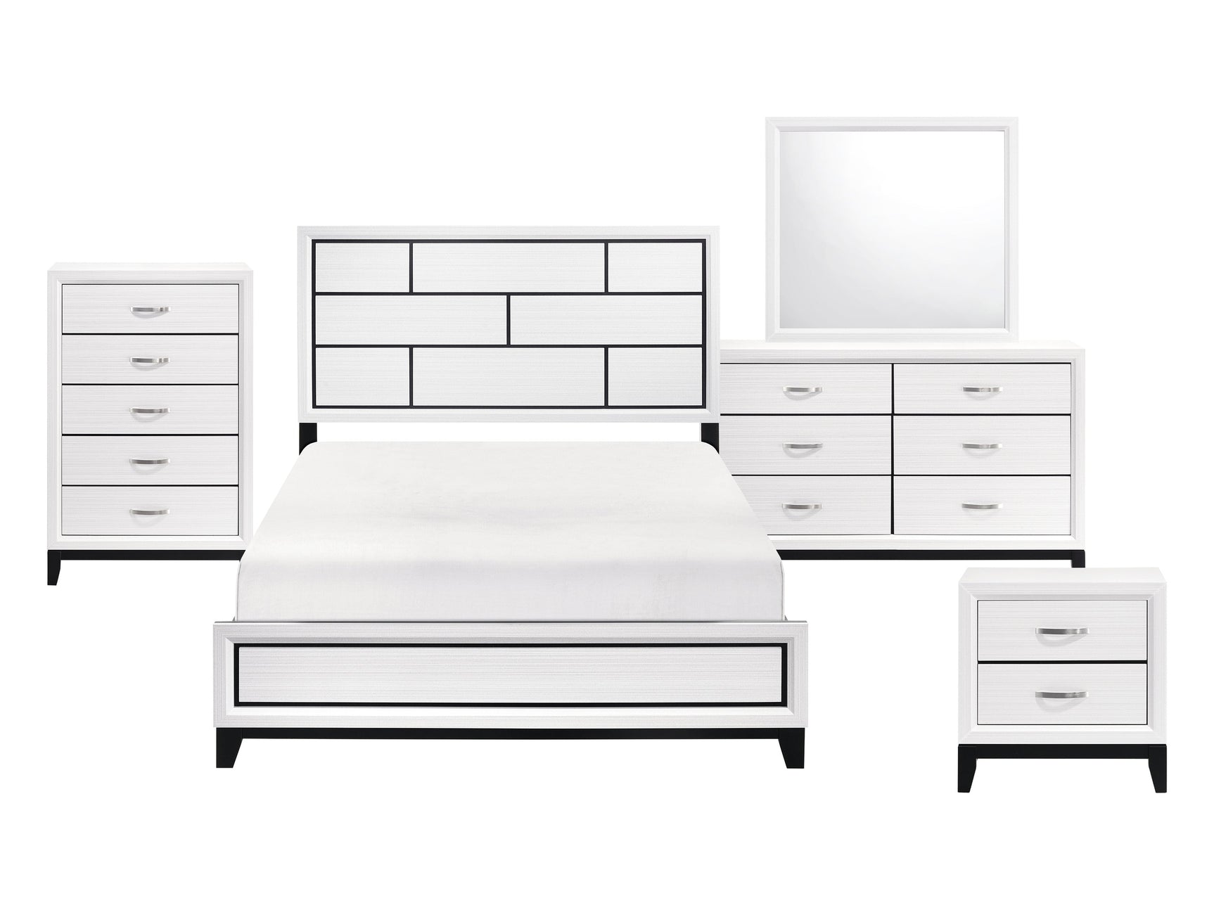 Davi White 5-Piece Queen Bedroom Set - Ornate Home