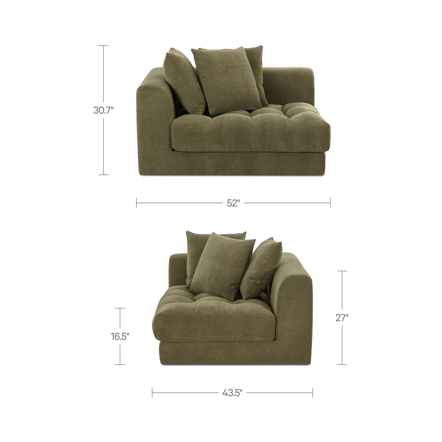 Davie Olive Left Arm Facing Chair - Ornate Home