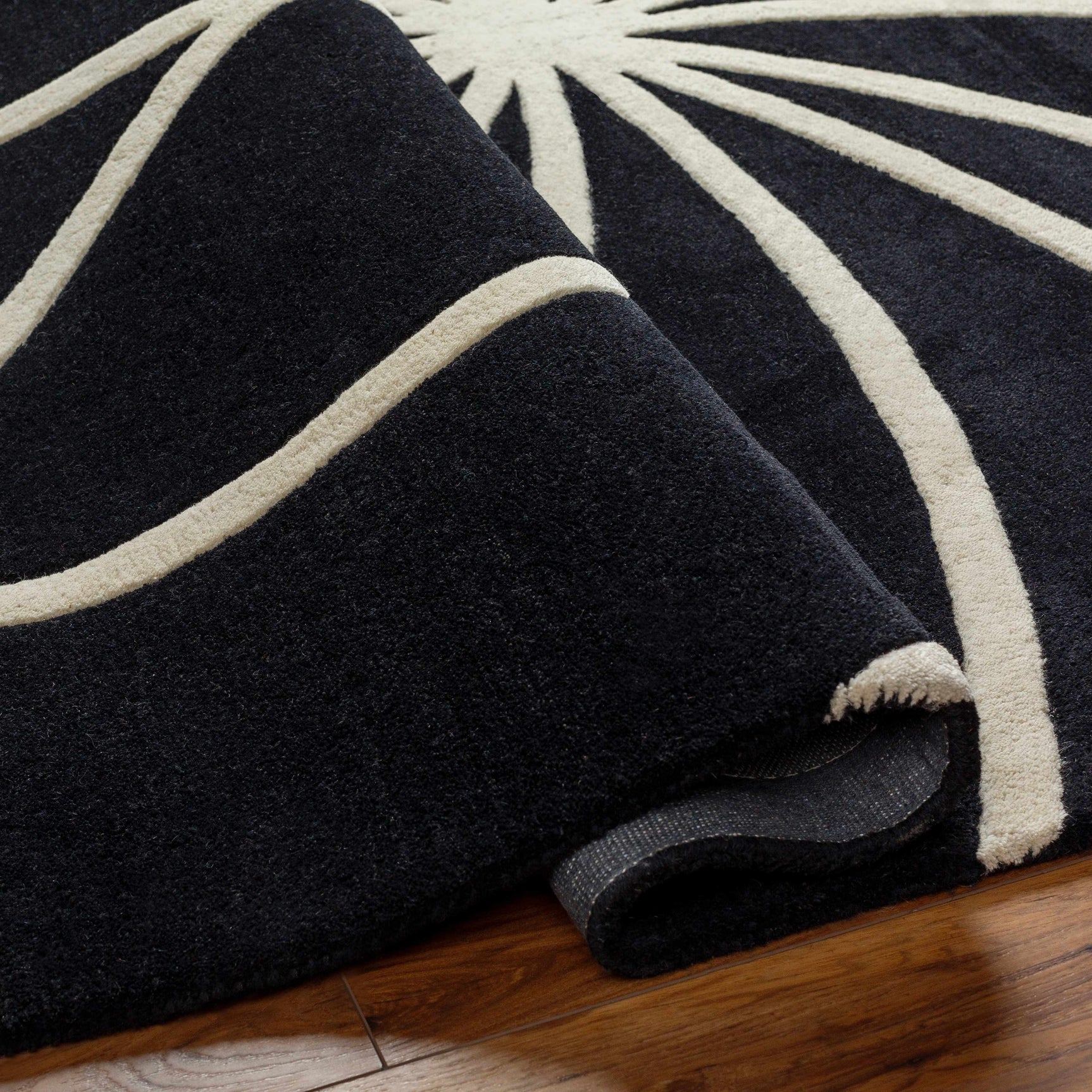 Davison Black Geometric Wool Carpet - Ornate Home